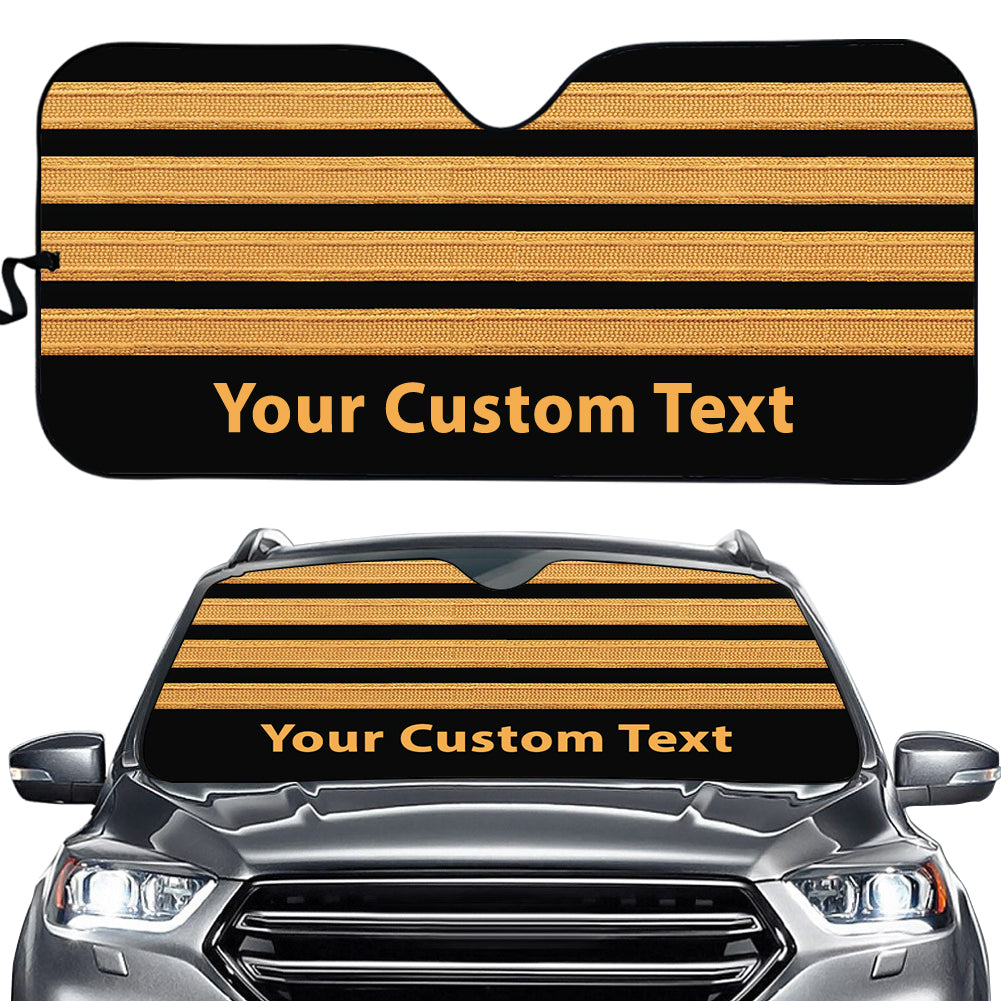 Name & Golden Pilot Epaulettes (4,3,2 Lines) Designed Car Sun Shade