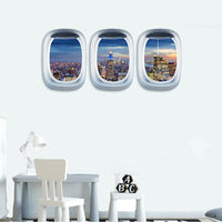 Thumbnail for Airplane Window &  Empire State Building From Rooftop View Printed Wall Window Stickers