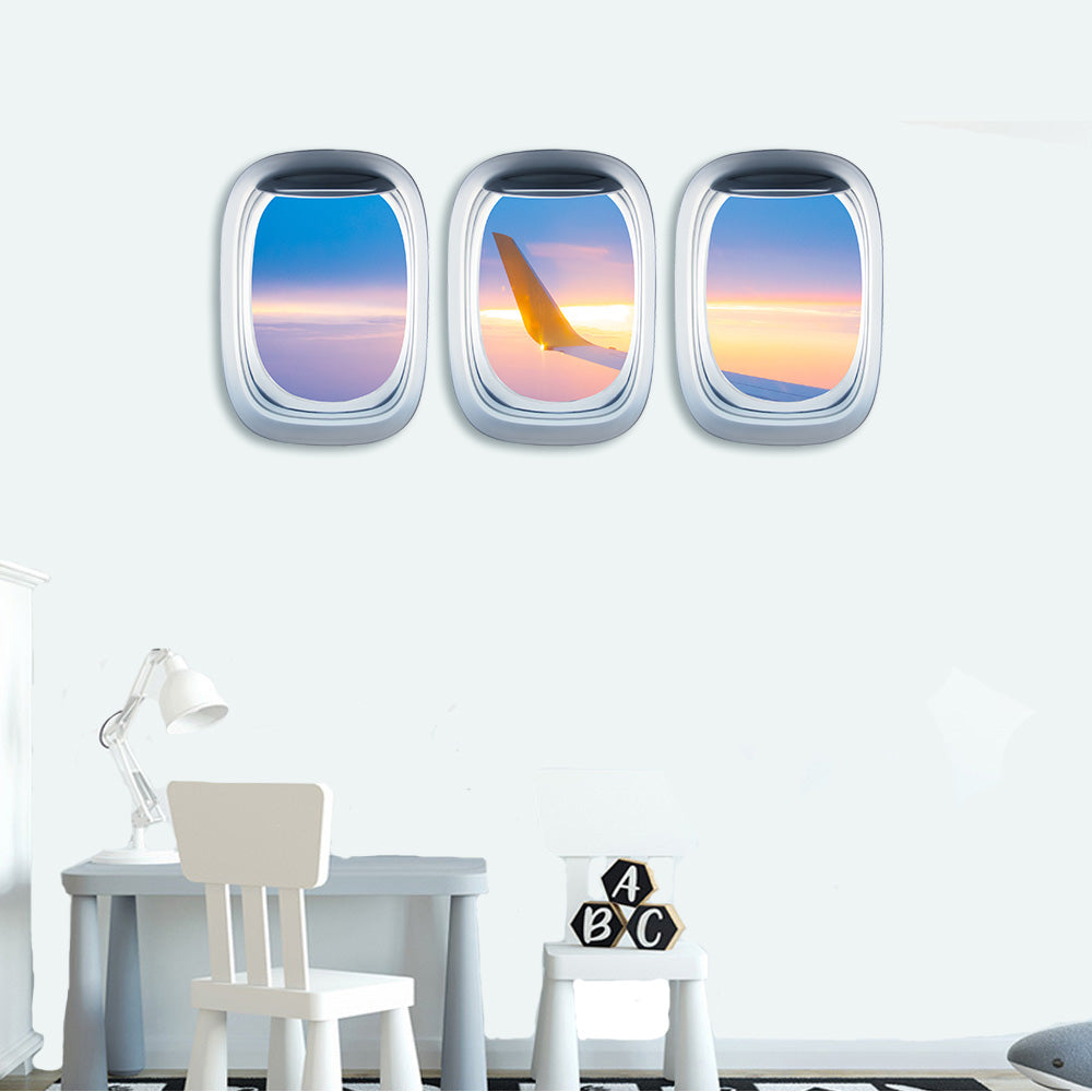 Airplane Window & Aircraft Porthole Sunset Printed Wall Window Stickers