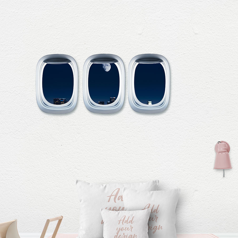 Airplane Window & Night Sky View Printed Wall Window Stickers