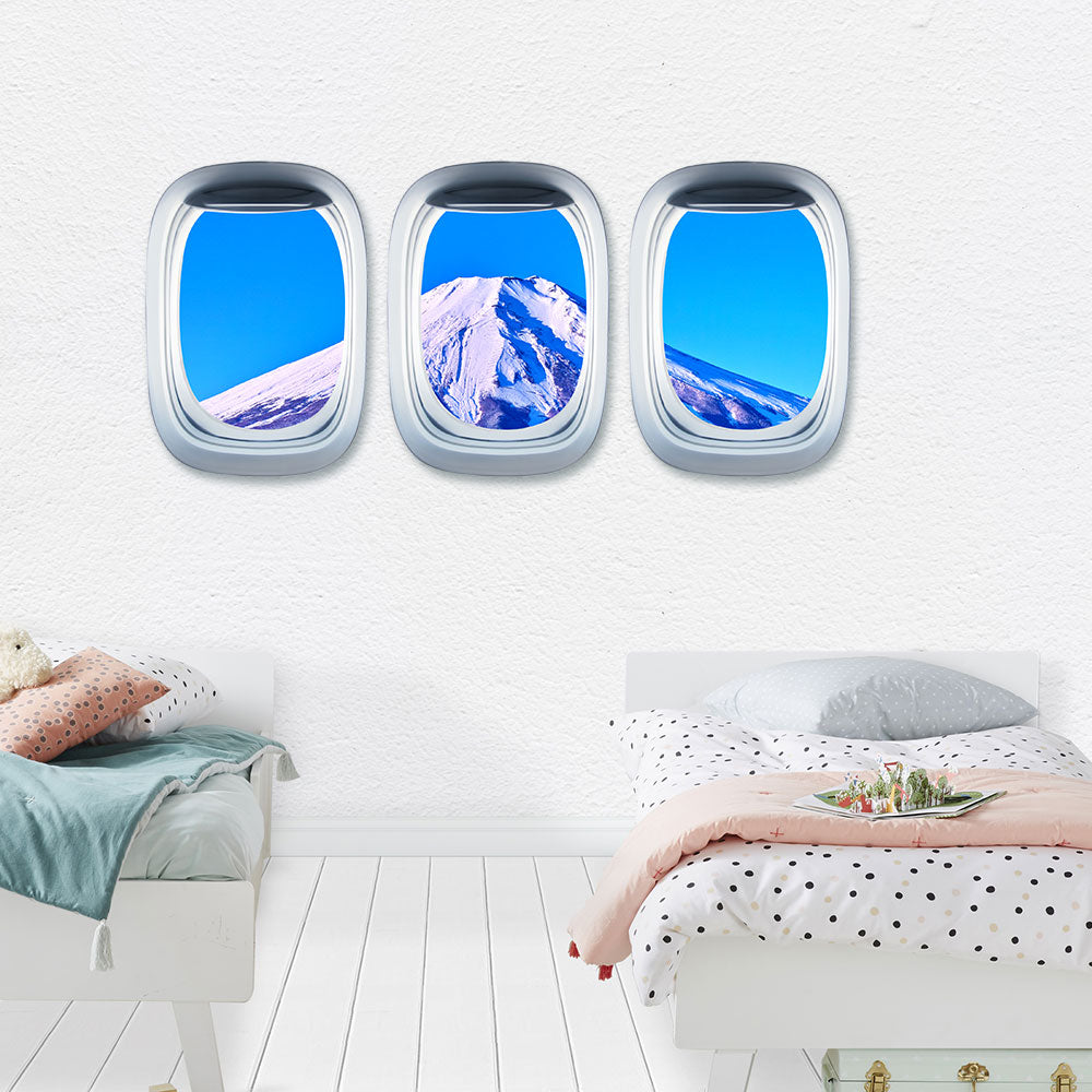 Airplane Window & Mount Fuji Printed Wall Window Stickers