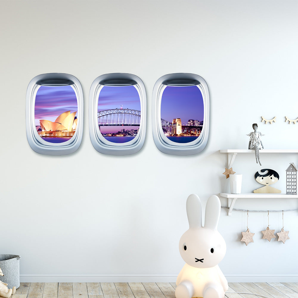 Airplane Window & ydney Opera House View Printed Wall Window Stickers