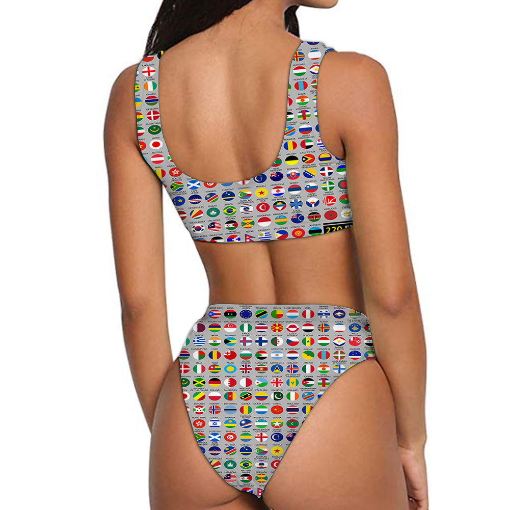 220 World's Flags Designed Women Bikini Set Swimsuit