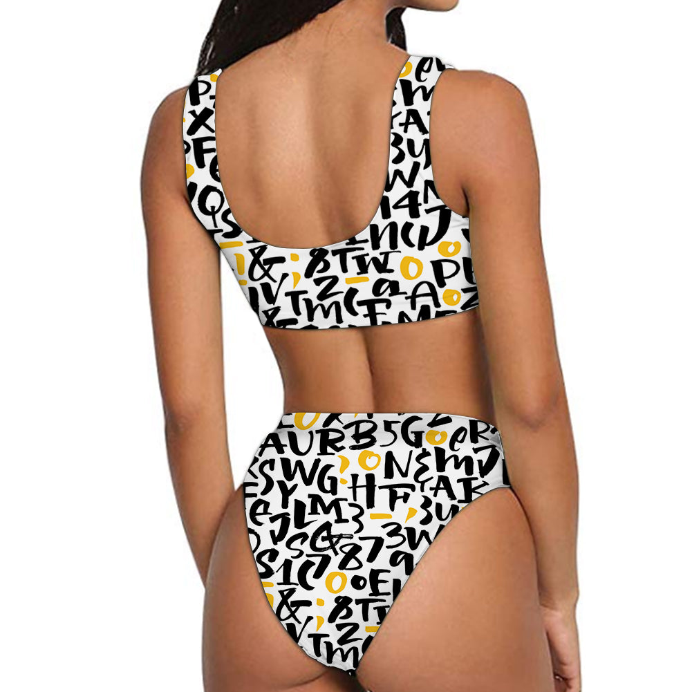 Mixed Letters Designed Women Bikini Set Swimsuit