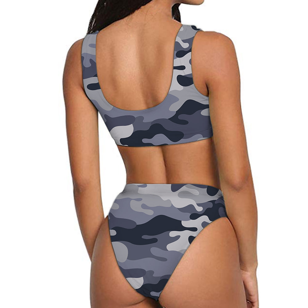 Military Camouflage Army Gray Designed Women Bikini Set Swimsuit
