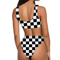 Thumbnail for Black & White Boxes Designed Women Bikini Set Swimsuit