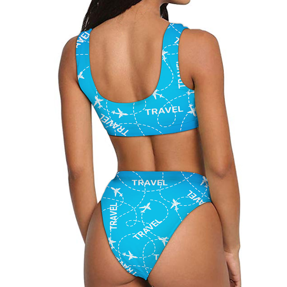 Travel & Planes Designed Women Bikini Set Swimsuit