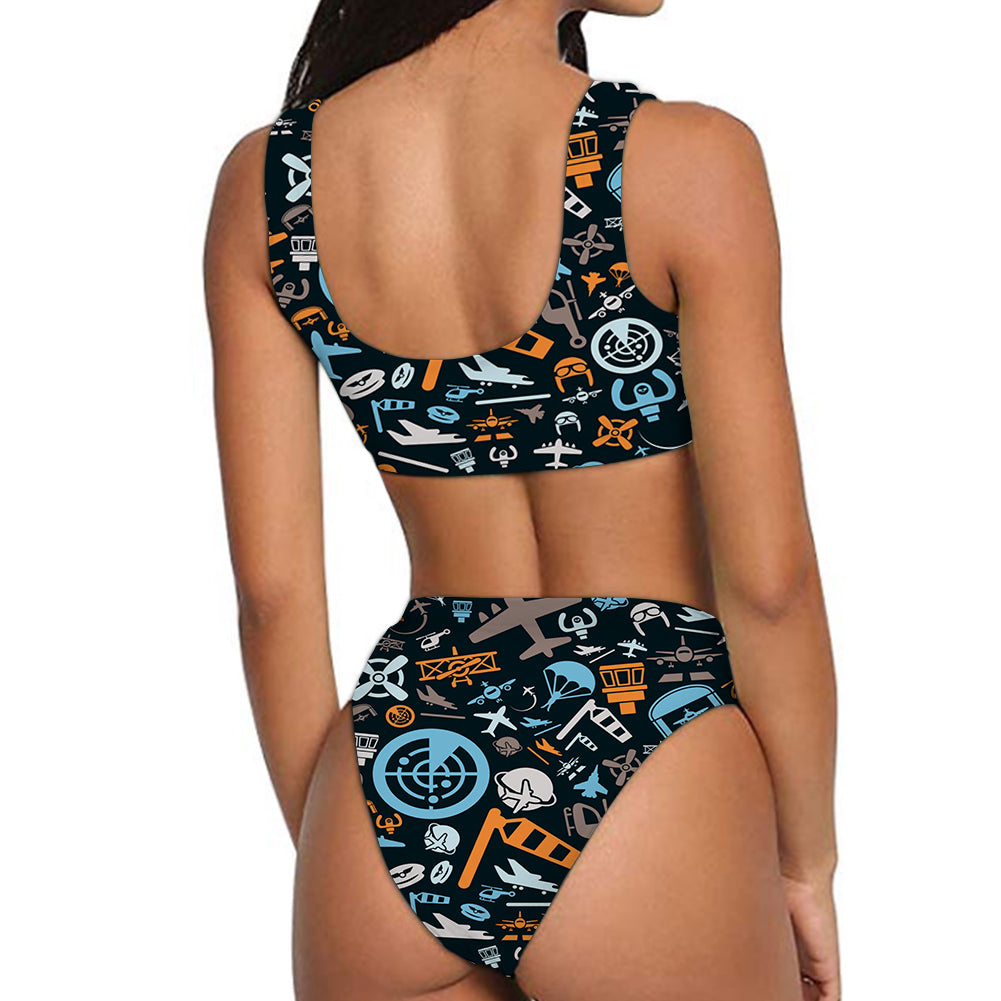 Aviation Icons Designed Women Bikini Set Swimsuit