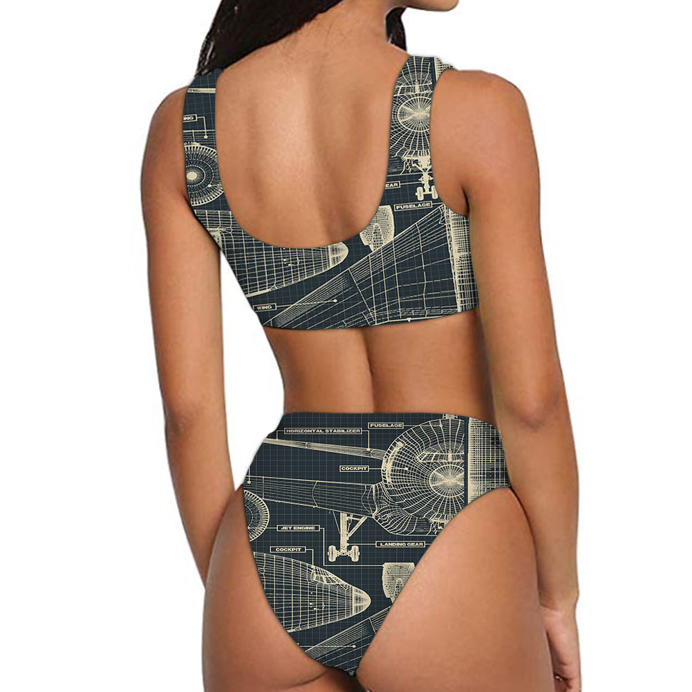 Airplanes Fuselage & Details Designed Women Bikini Set Swimsuit