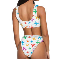 Thumbnail for Cheerful Seamless Airplanes Designed Women Bikini Set Swimsuit
