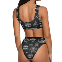 Thumbnail for Black & White Super Travel Icons Designed Women Bikini Set Swimsuit