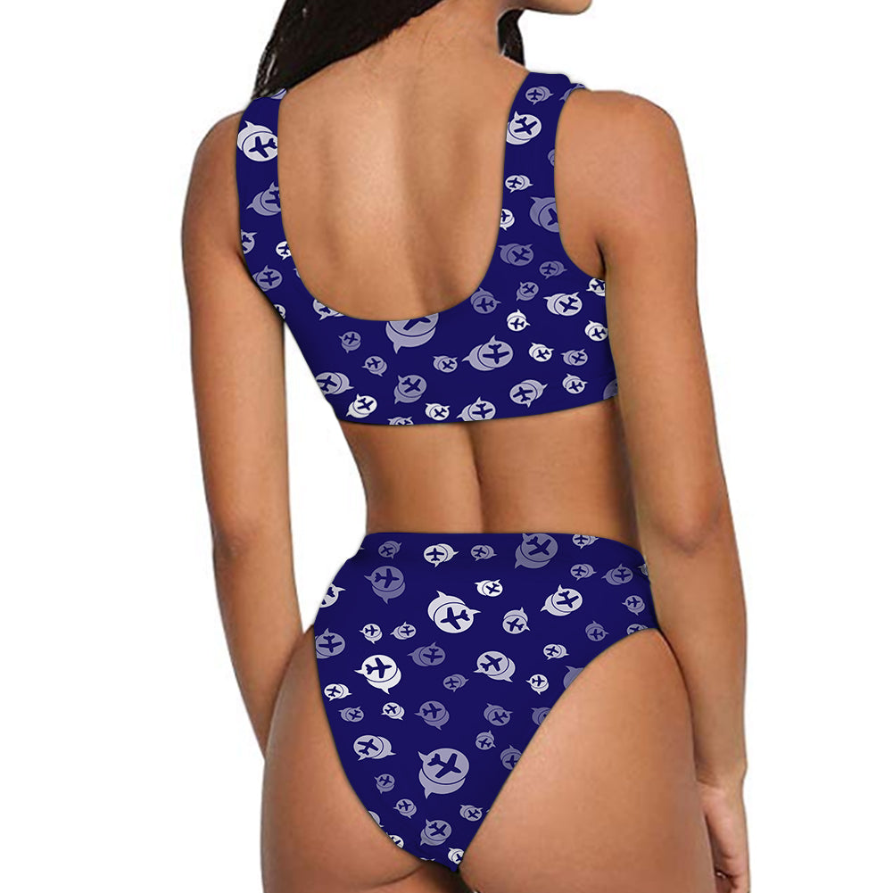 Airplane Notification Theme Designed Women Bikini Set Swimsuit