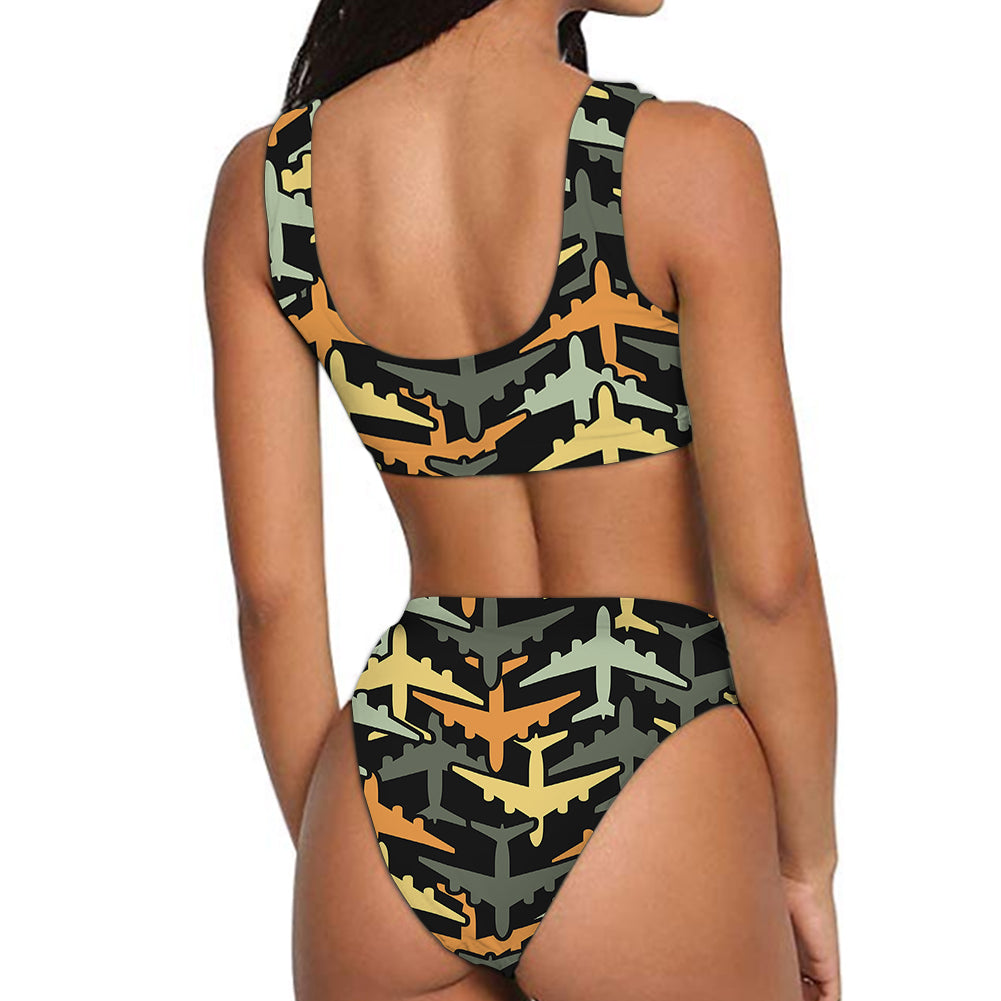 Volume 2 Super Colourful Airplanes Designed Women Bikini Set Swimsuit