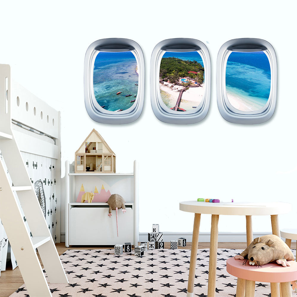 Airplane Window & Zanzibar View Printed Wall Window Stickers