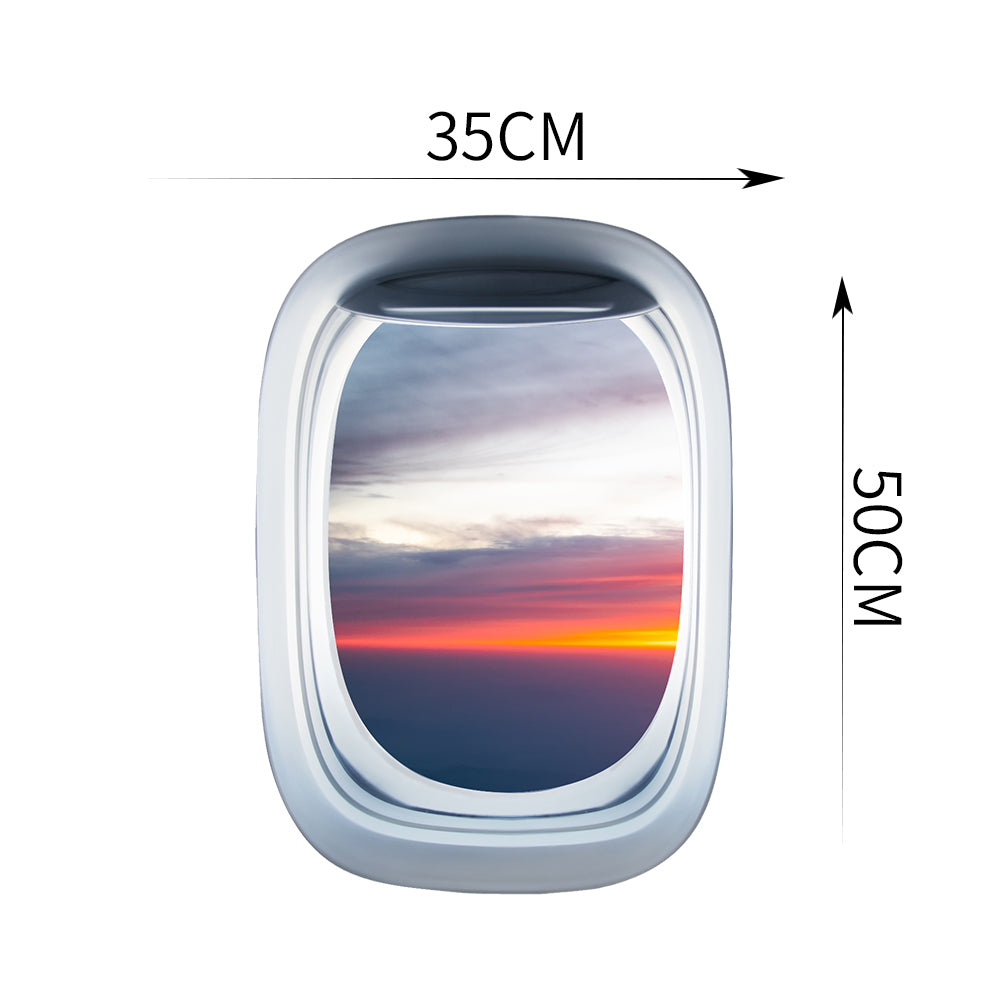 Airplane Window & Airplane Sunset Landscape Printed Wall Window Stickers