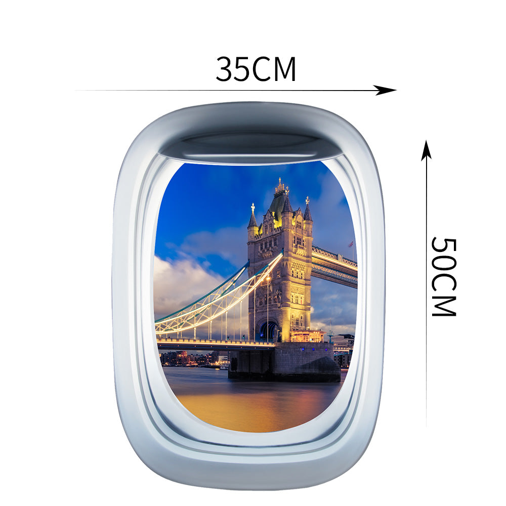 Airplane Window & Tower Bridge London View Printed Wall Window Stickers