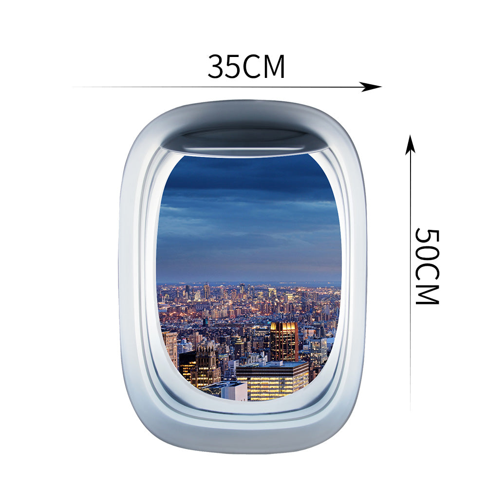 Airplane Window &  Empire State Building From Rooftop View Printed Wall Window Stickers