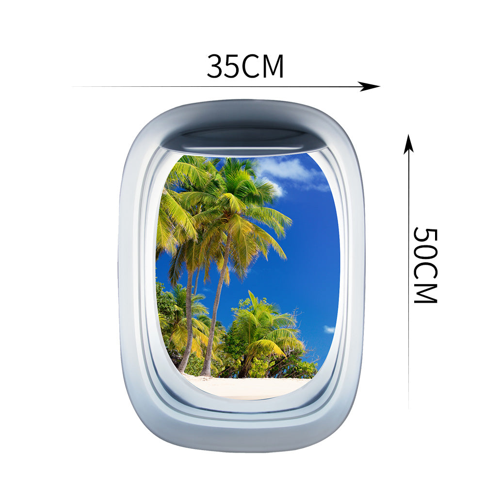 Airplane Window & View Beach Printed Wall Window Stickers