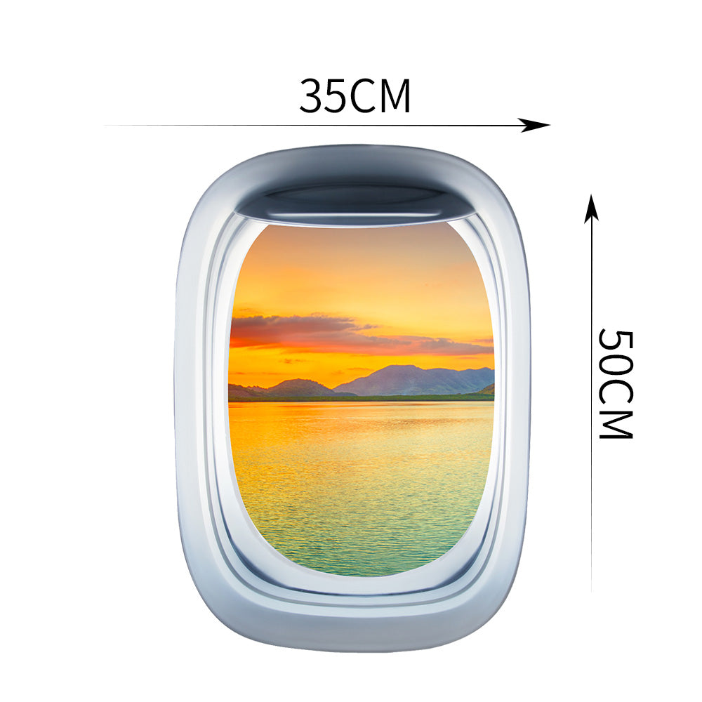 Airplane Window & Lake View Printed Wall Window Stickers