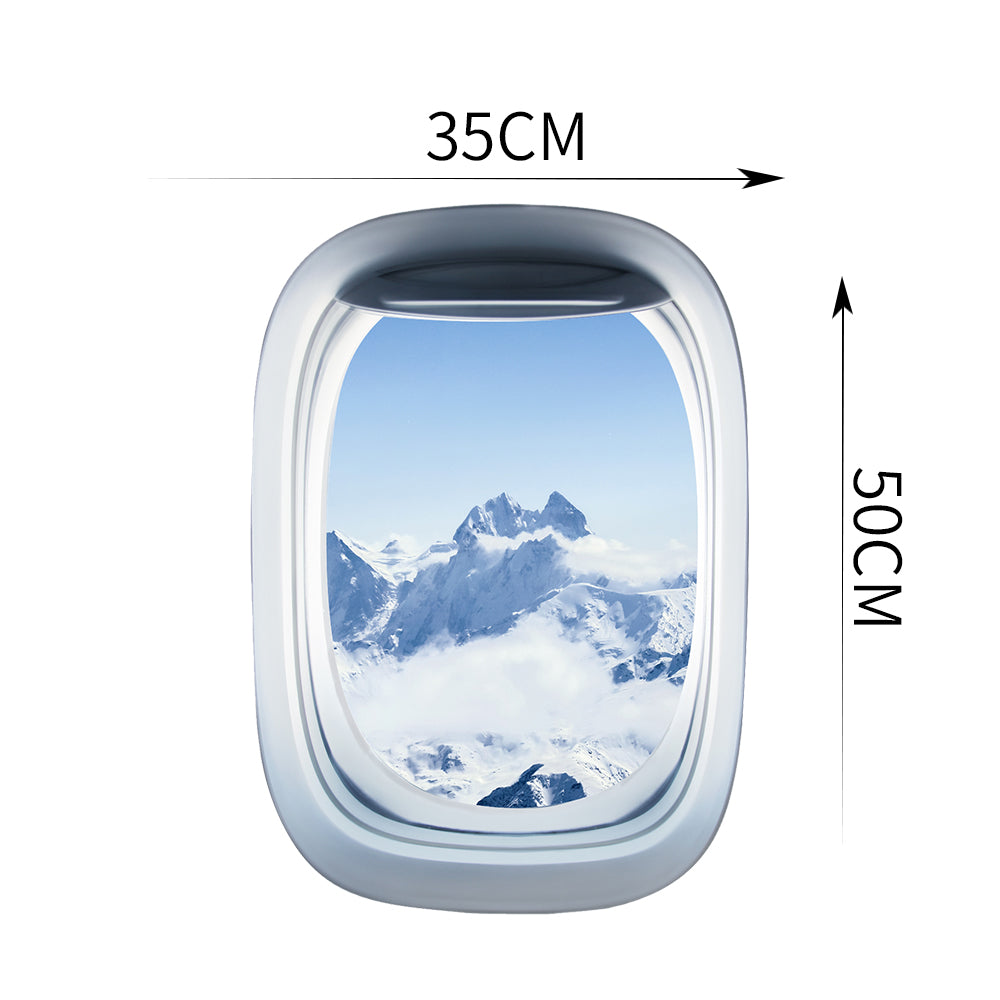 Airplane Window & Snow Mountain Printed Wall Window Stickers