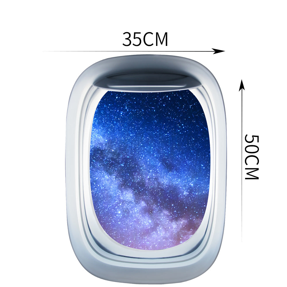 Airplane Window & Starry Sky View Printed Wall Window Stickers