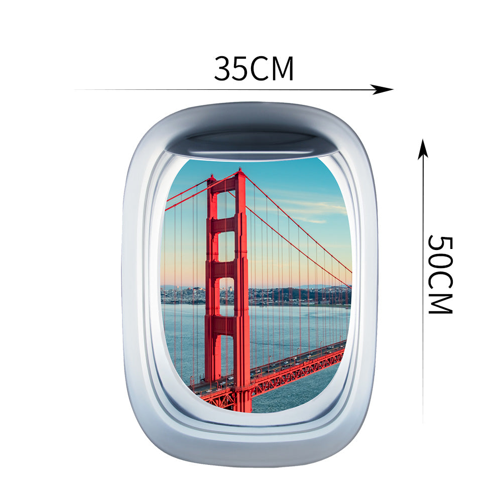 Airplane Window &  Golden Gate in San Francisco View Printed Wall Window Stickers