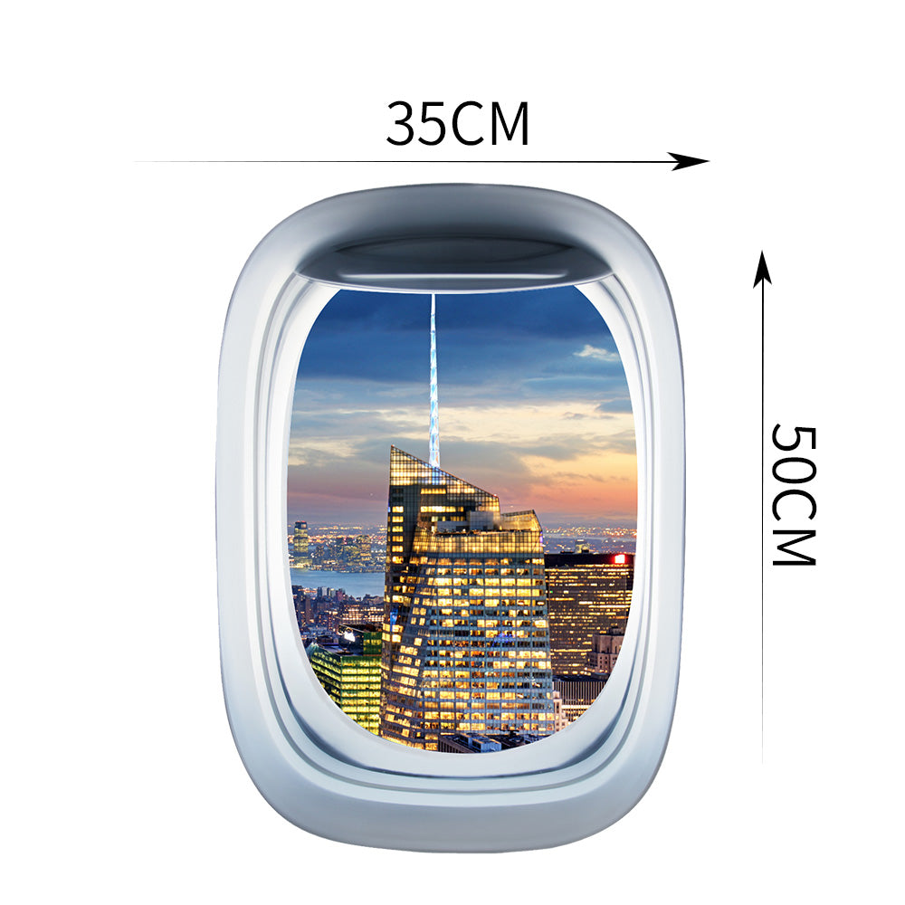 Airplane Window &  Empire State Building From Rooftop View Printed Wall Window Stickers