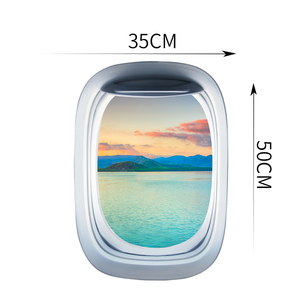 Airplane Window & Lake View Printed Wall Window Stickers