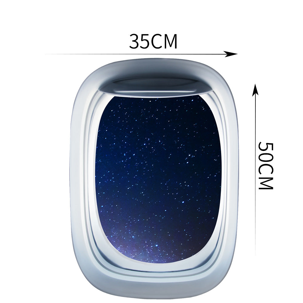 Airplane Window & Starry Sky View Printed Wall Window Stickers