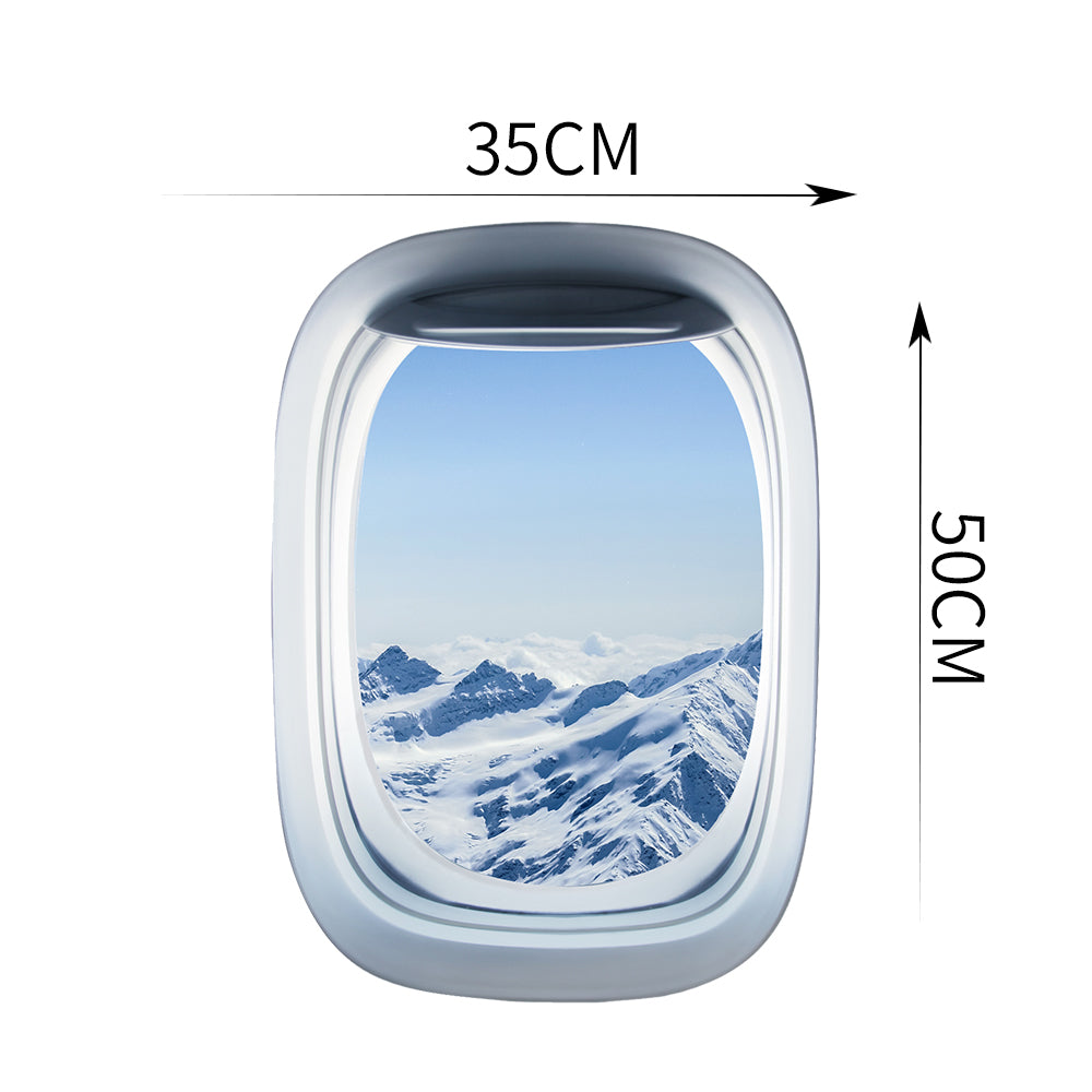 Airplane Window & Snow Mountain Printed Wall Window Stickers