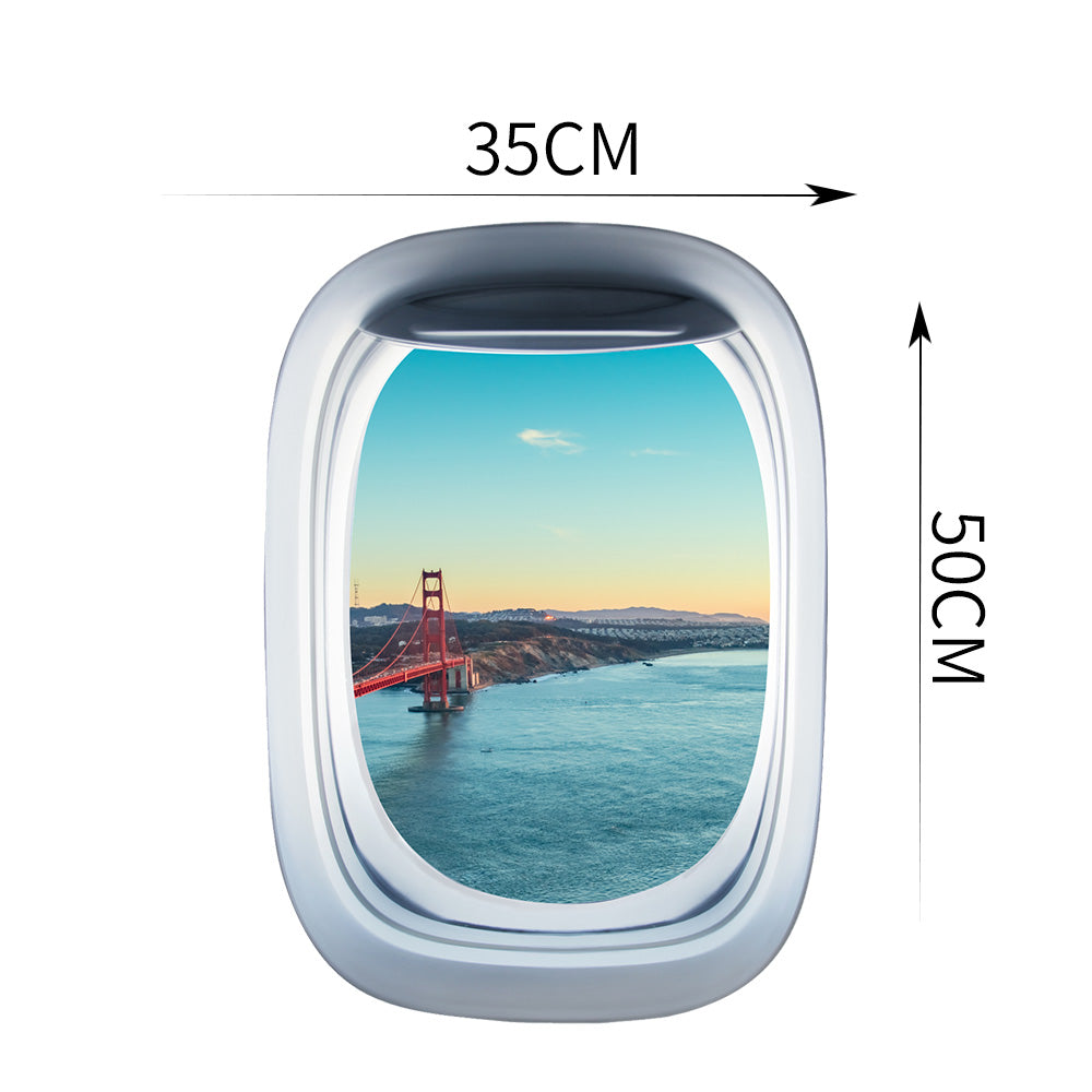 Airplane Window &  Golden Gate in San Francisco View Printed Wall Window Stickers