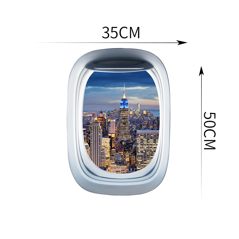 Airplane Window &  Empire State Building From Rooftop Printed Wall Window Stickers