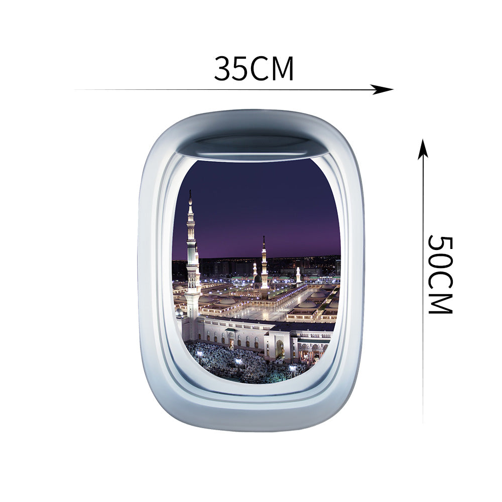 Airplane Window & Masjidal-Madinah Printed Wall Window Stickers