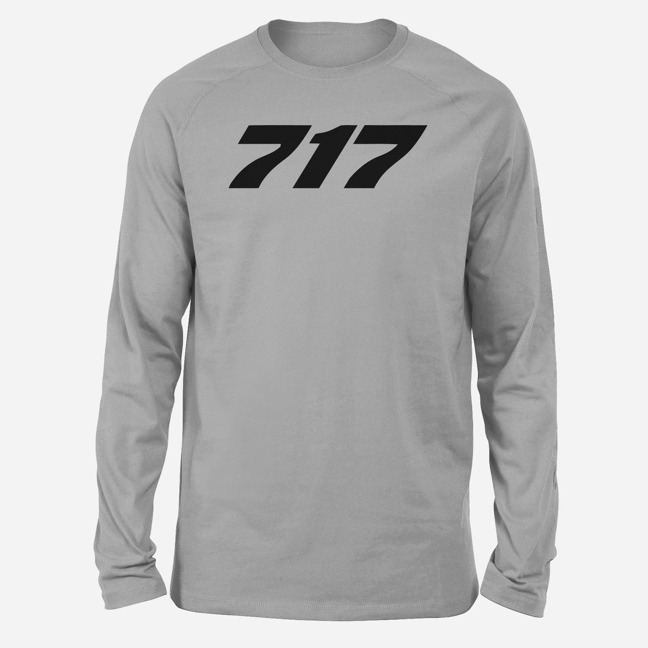 717 Flat Text Designed Long-Sleeve T-Shirts