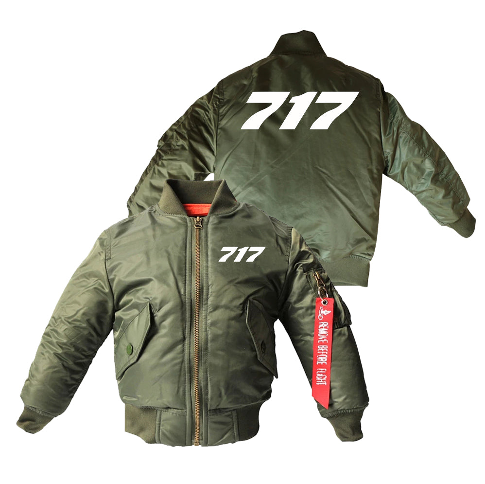 717 Flat Text Designed Children Bomber Jackets