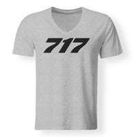 Thumbnail for 717 Flat Text Designed V-Neck T-Shirts