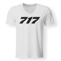 Thumbnail for 717 Flat Text Designed V-Neck T-Shirts