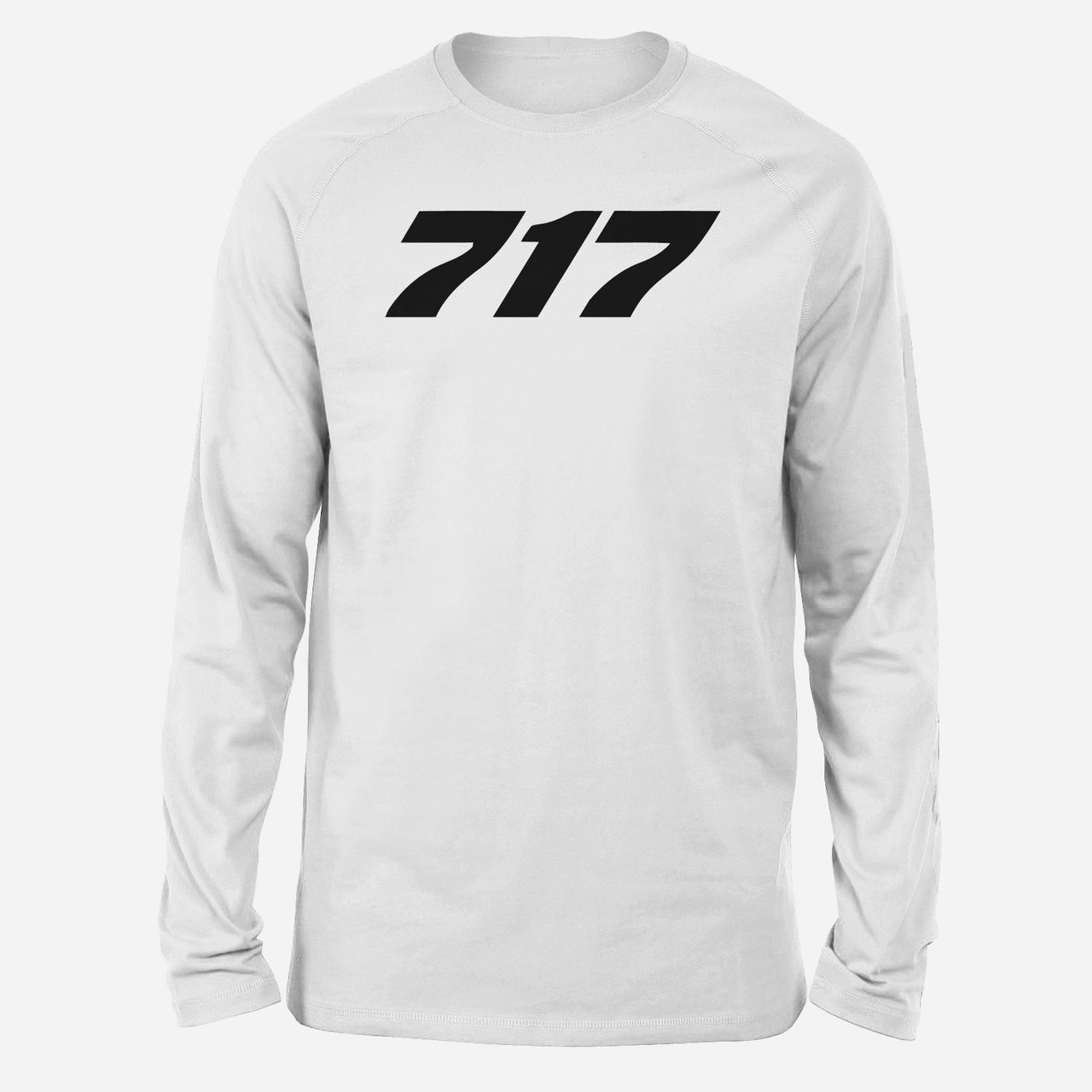 717 Flat Text Designed Long-Sleeve T-Shirts