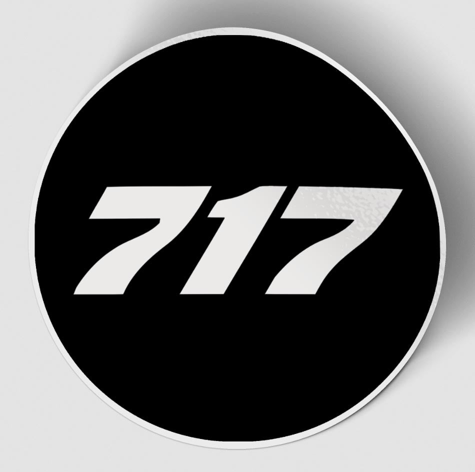 717 Flat Text Black Designed Stickers