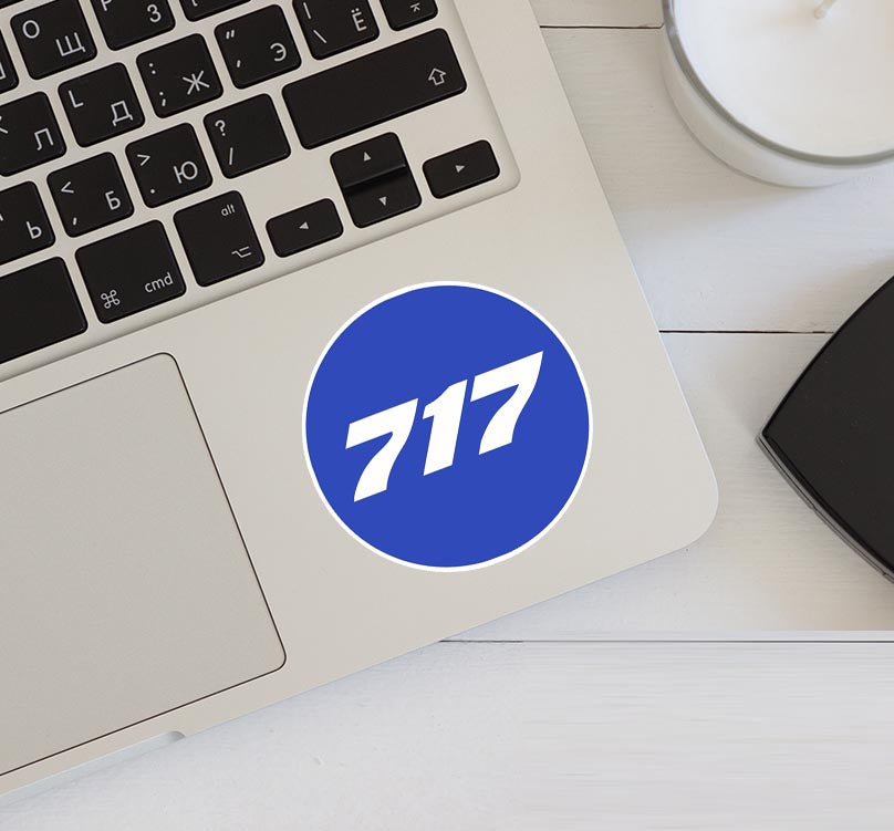 717 Flat Text Blue Designed Stickers
