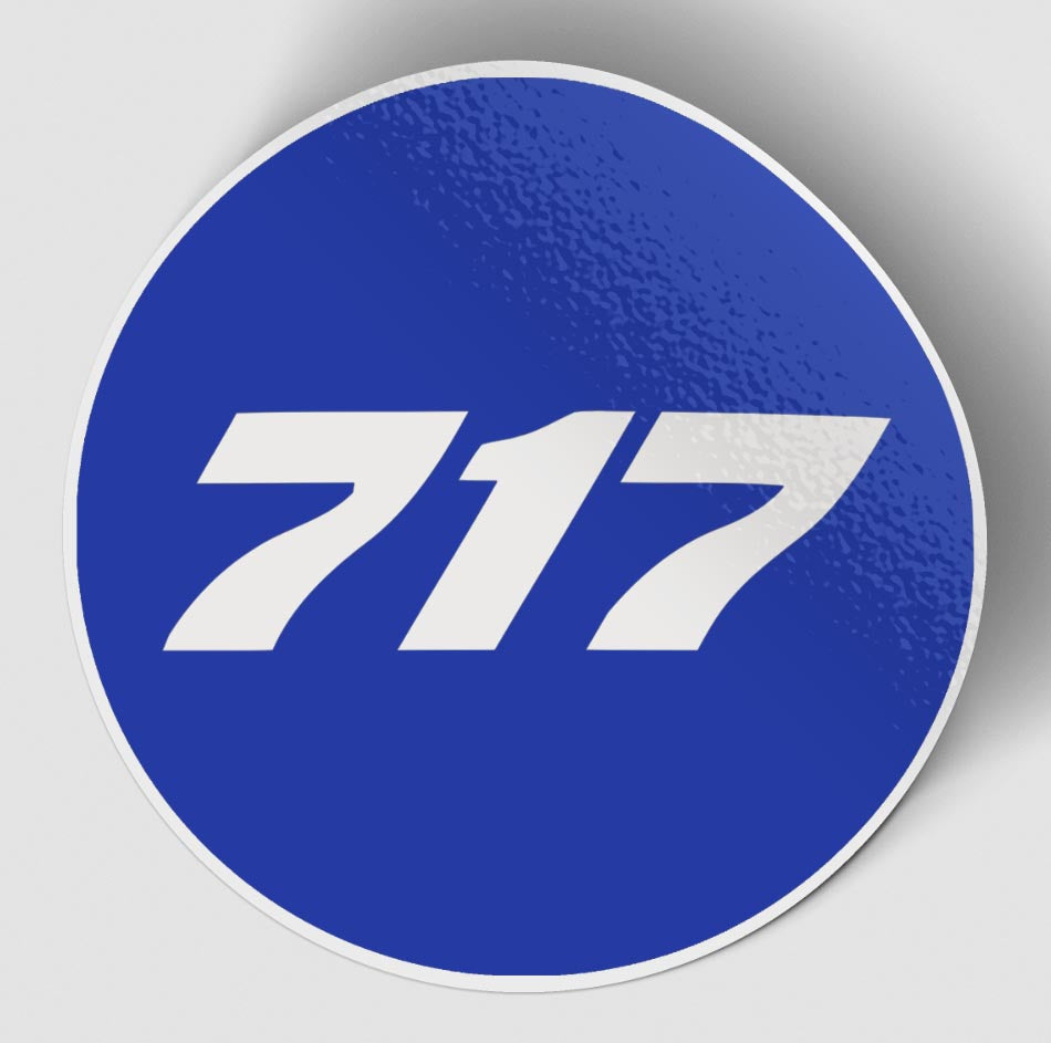 717 Flat Text Blue Designed Stickers