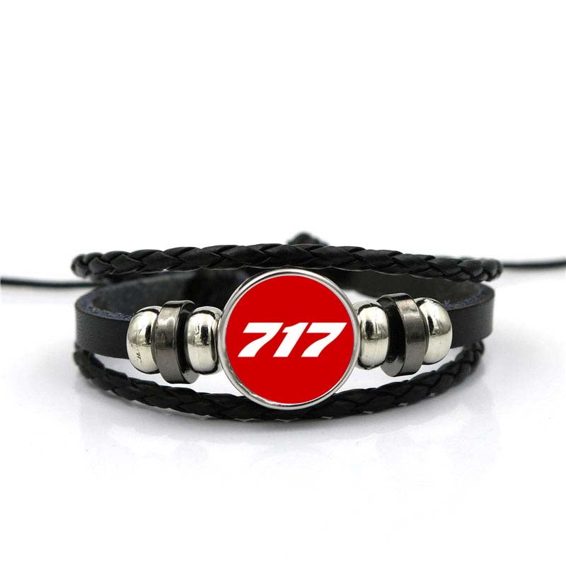 717 Flat Text Designed Leather Bracelets