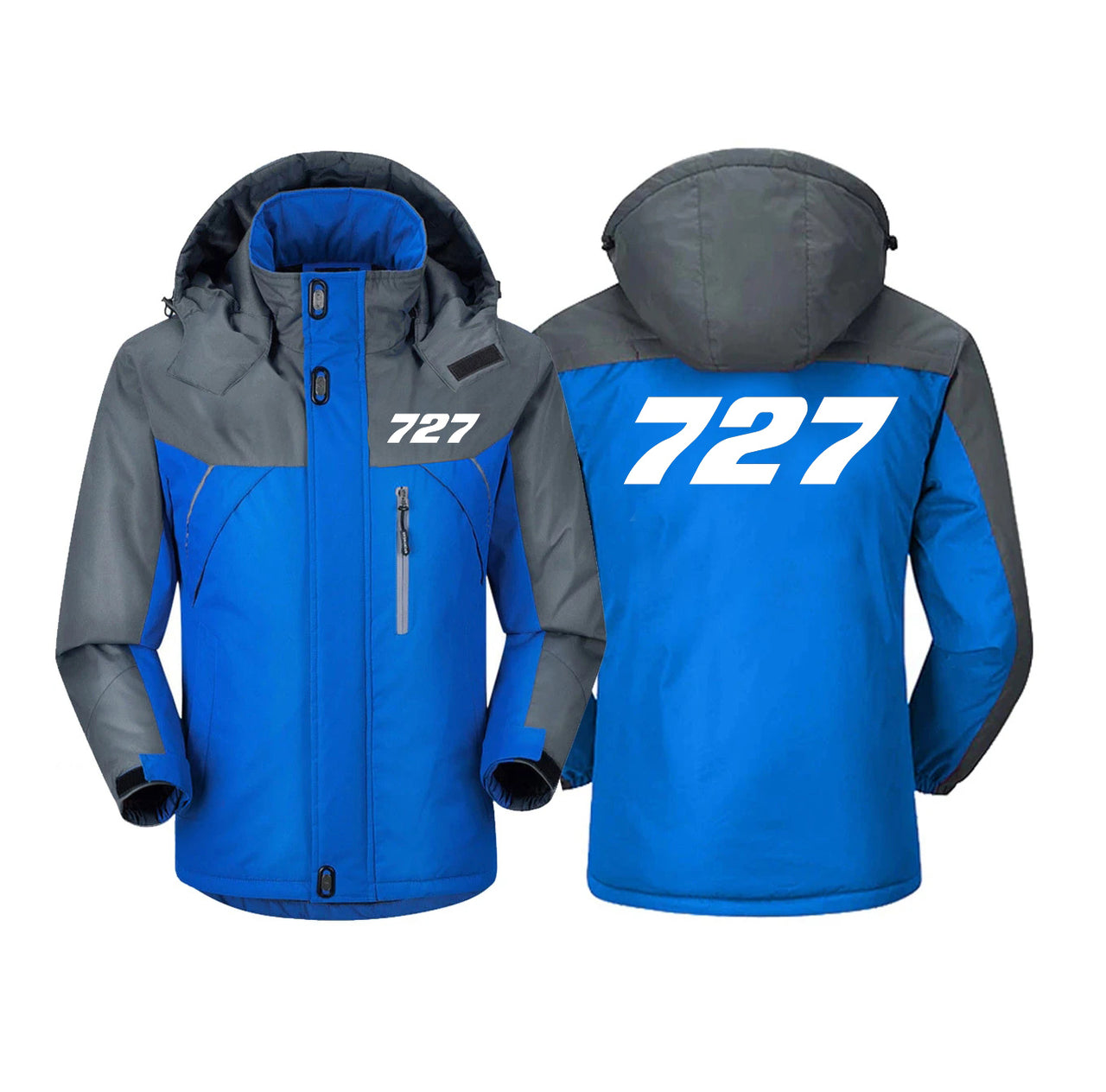 727 Flat Text Designed Thick Winter Jackets