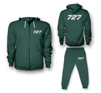 Thumbnail for 727 Flat Text Designed Zipped Hoodies & Sweatpants Set