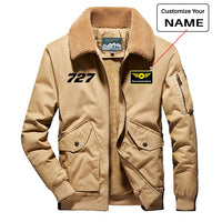 Thumbnail for 727 Flat Text Designed Thick Bomber Jackets