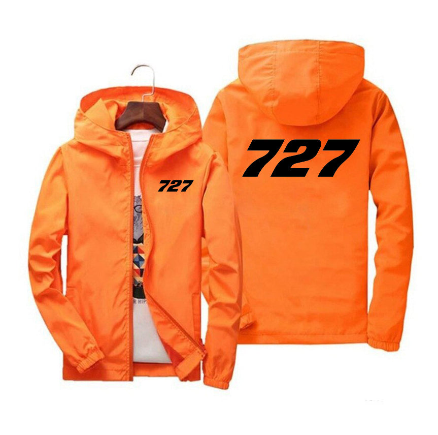 727 Flat Text Designed Windbreaker Jackets