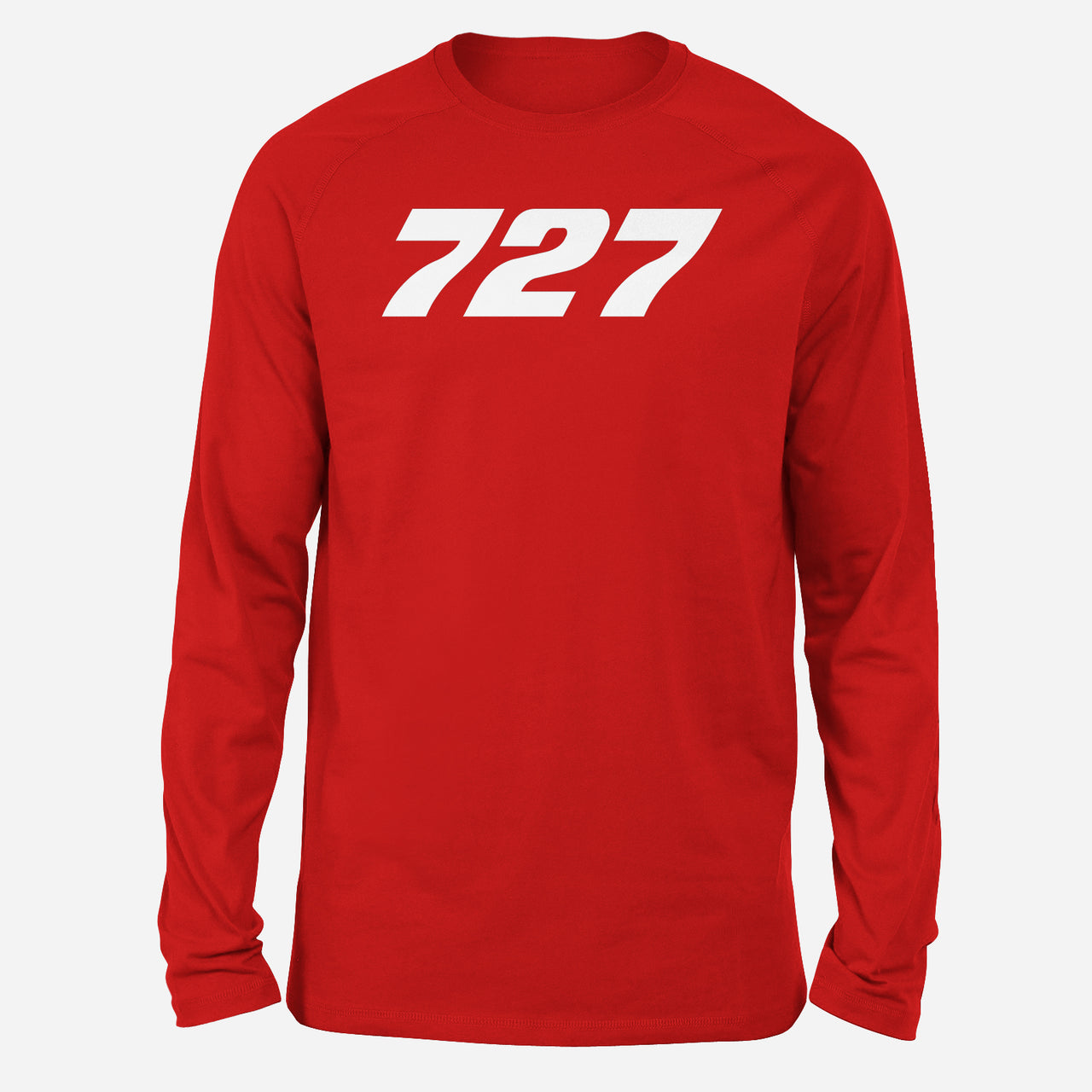 727 Flat Text Designed Long-Sleeve T-Shirts