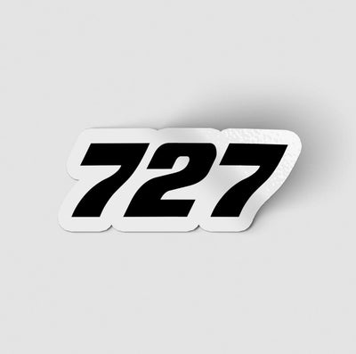 Boeing 727 Flat Text aviation themed sticker, weather-resistant vinyl.