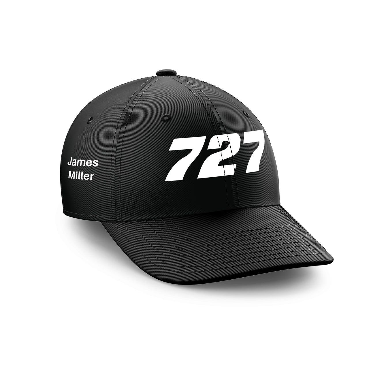 Customizable Name & 727 Flat Text Embroidered Hats