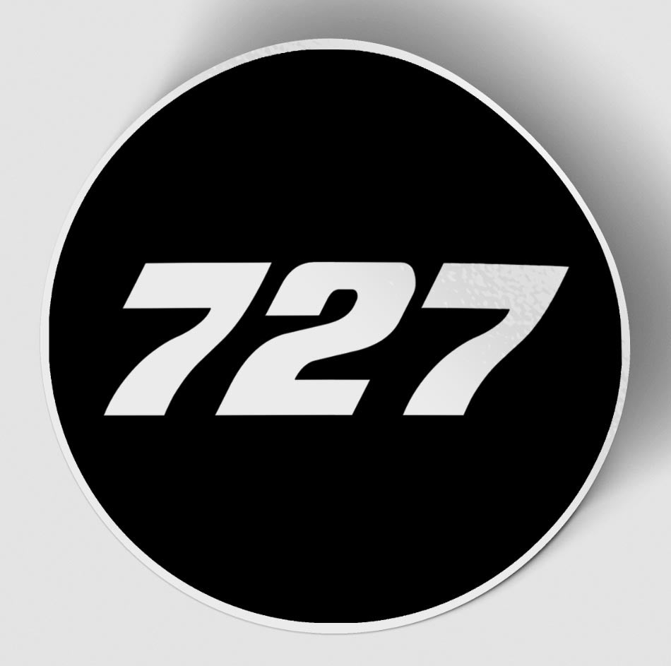 727 Flat Text Black Designed Stickers